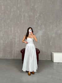 Essa Beyaz Kırışık Kumaş Kraş Maxi Boy Etek Gaus00256GausETEKGU1001595