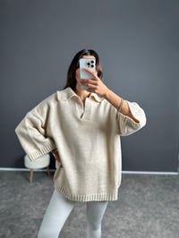 Doi Krem V Yaka Triko Oversize KazakGausKAZAKGU002746