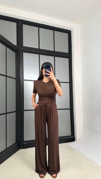 Acı Kahve Beli Ayarlanabilir Vatkalı Bluz Eşofman Takım GAUS-01404GAUSTAKIMGAUS-01404