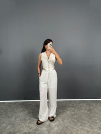 DK Beyaz Astarlı Keten Pantolon GausPANTOLONGU008507