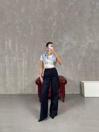 Lacivert Çımalı Beli Lastikli Bağlamalı Denim Pantolon Gaus00033GausPANTOLONGU1001068