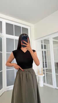 Siyah V Yaka Basic Bluz GAUS-01742GAUSBlouseGAUS-01742