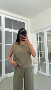 Haki Bluz Beli Lastikli Pantolon Yıkamalı Tencel Takım GAUS-01795GAUSSuitsGAUS-01795