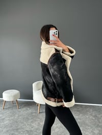 Rommy Premium Siyah Kürkü Mont GausMONTGU002503