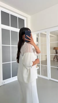 Beyaz Fileli Hırka Beli Lastikli Pantolon İkili Modal Takım GAUS-01640GAUSSuitsGAUS-01640