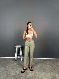 Elvin Haki Hasır Kemerli Beli Lastikli PantolonGausPANTOLONGU008191