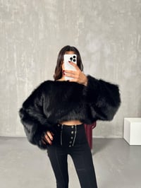 Evas Siyah Muadil Kürk SweatGausSWEATSHIRTGU00903943