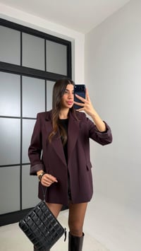 Mürdüm Astarlı Vatkalı Cep Detaylı Blazer Ceket GAUS-00850GAUSCEKETGAUS-00850