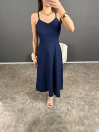 Bong Lacivert Sırt Bağlamalı ElbiseGausELBİSEGU004673