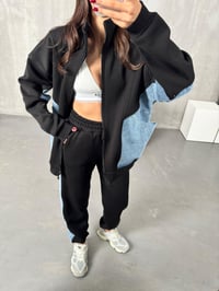 Lome Siyah Denim Karışımlı Şardonlu Oversize TakımGausTAKIMGU00903863