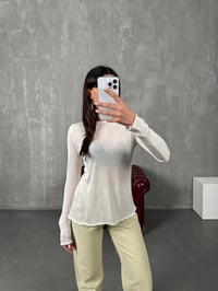 Krem Transparan Bisiklet Yaka TrikoGausTRİKOGU100341