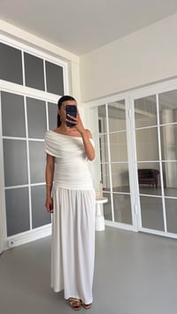 Ekru Drapeli Sandy Kumaş Elbise GAUS-01674GAUSDressesGAUS-01674