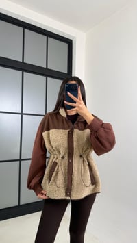 Kahve Beli Lastikli Muadil Peluş Ceket GAUS-00833GAUSCEKETGAUS-00833