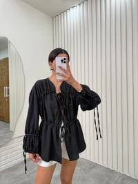 Siyah Önü Bağlamalı Gipeli Bluz Gaus00335GausBLUZGU1001777