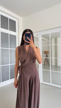 Kahve OYS Model Bağlama Detaylı Bluz Beli Lastikli Pantolon İkili Modal Takım GAUS-01662GAUSSuitsGAUS-01662