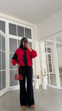 Kırmızı Astarlı Ceket Beli Lastikli Pantolon İkili Takım GAUS-02279GAUSTAKIMGAUS-02279