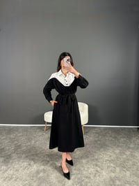 Rocio Siyah Gömlek Yaka Düğmeli Poplin Elbise GausELBİSEGU004425
