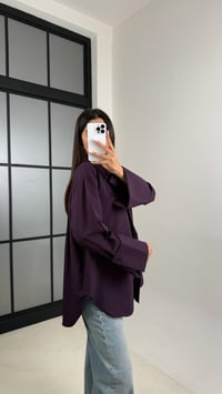 Mürdüm Gizli Düğmeli Kol Katlamalı Poplin Gömlek GAUS-00449GAUS القمصان GAUS-00449