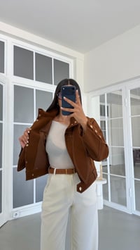 Taba Vatkalı Astarlı Fular Detaylı Premium Ceket GAUS-02045 GAUS-02046GAUSJacketsGAUS-02046