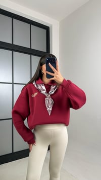Bordo Şardonlu Fular Detaylı Sweatshirt GAUS-01078GAUSSweatshirtGAUS-01078