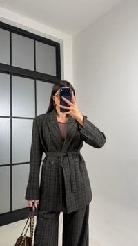 Füme Vatkalı Astarlı Kuşaklı Premium Desenli Ceket GAUS-00910GAUSCEKETGAUS-00910