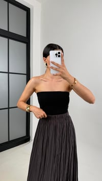 Kahve Kırışık Kumaş Maxi Boy Tencel Etek Gaus00552GausETEKGU1002287