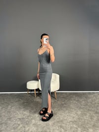 İp Askılı Eskitme Yırtmaçlı Elbise GausELBİSEGU004687