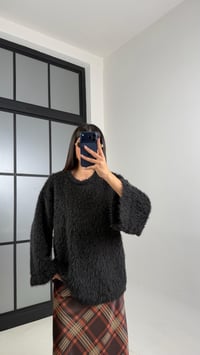 Siyah Yumuşak Dokulu Peluş Kazak GAUS-00817GAUSKAZAKGAUS-00817