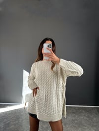 Taş Örme Yırtmaçlı Oversize KazakGausKAZAKGU004106