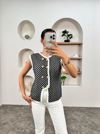 Loza Siyah Çizgili Düğmeli YelekGausYELEKGU00903467