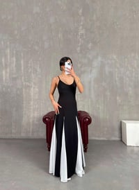 Siyah Ayarlanabilir Askılı Beyaz Şifon Detaylı Astarlı Viral Pinterest Elbise Gaus00242GausDressesGU1001563