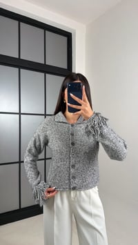 Gri Kolu Püskül Detaylı Triko Hırka GAUS-00498GAUSHIRKAGAUS-00498