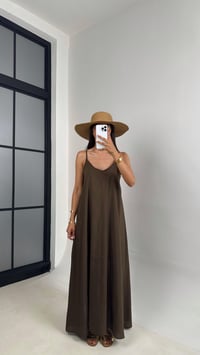 Haki Ayarlanabilir Askılı Astarlı Tencel Elbise Gaus00690GausDressesGU1002598