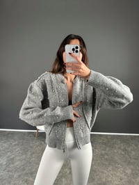 Gri Muadil İncili Triko HırkaGausHIRKAGU004004