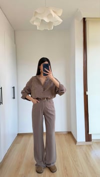 Vizon Beli Lastikli Tencel Denim Tulum GAUS-01394GAUSTULUMGAUS-01394
