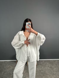 Li Beyaz Oversize Salaş Premium GömlekGausGÖMLEKGU007178