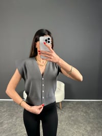 Gri Omuz Katlamalı YelekGausYELEKGU004363