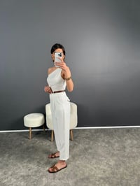 Beyaz ZR Muadil Kemerli PantolonGausPANTOLONGU007236