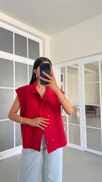Kırmızı Sıfır Kol Çıtçıt Düğmeli Gömlek GAUS-01639GAUSShirtGAUS-01639