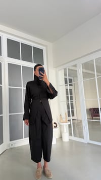Siyah Beli Ayarlanabilir Gömlek Balon Pantolon İkili Tencel Takım GAUS-02083GAUSSuitsGAUS-02083