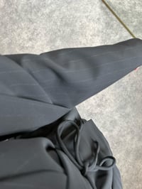 Anis Premium Siyah Çizgili Bağlamalı Astarlı Blazer Ceket GausCEKETGU004331