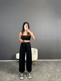 Siyah Pike Modal Kumaş Şalvar Pantolon GausPANTOLONGU004763