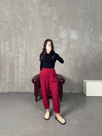 Oslo Bordo Beli Lastikli Havuç PantolonGausPANTOLONGU00904167