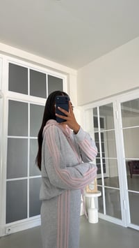 Pembe Kapüşonlu Sweatshirt Beli Lastikli Eşofman Şerit Detaylı Takım GAUS-01995GAUSTAKIMGAUS-01995