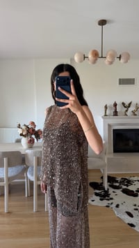 Kahve Muadil Atletli Pullu Bluz GAUS-01650GAUSBlouseGAUS-01650