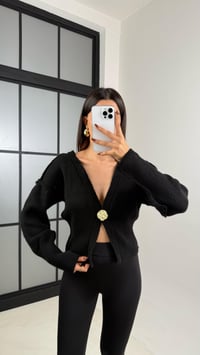Siyah Gold Düğmeli Ters Dikiş Detaylı Triko Hırka GAUS-00161GAUSHIRKAGAUS-00161