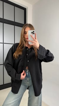 Siyah Kadife Şeritli Gömlek GAUS-01062GAUS القمصان GAUS-01062