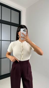 Ekru Fiyonk Düğmeli Yumuşak Dokulu Triko Hırka GAUS-00145GAUSHIRKAGAUS-00145