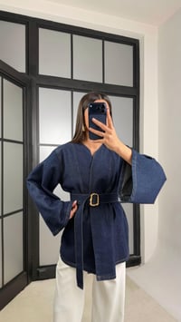 Lacivert Kemerli Denim Ceket GAUS-01198GAUSCEKETGAUS-01198