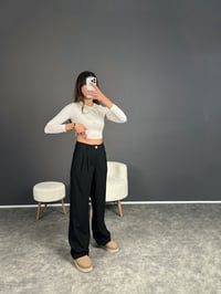 Noa Siyah Premium Palazzo Pantolon GausPANTOLONGU002610